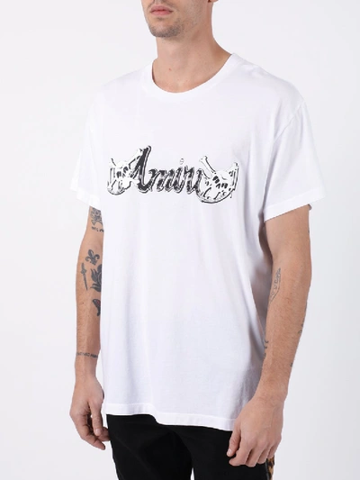 Shop Amiri Contrasting Logo T-shirt White