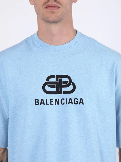 Balenciaga Light Blue Bb Logo T-shirt | ModeSens