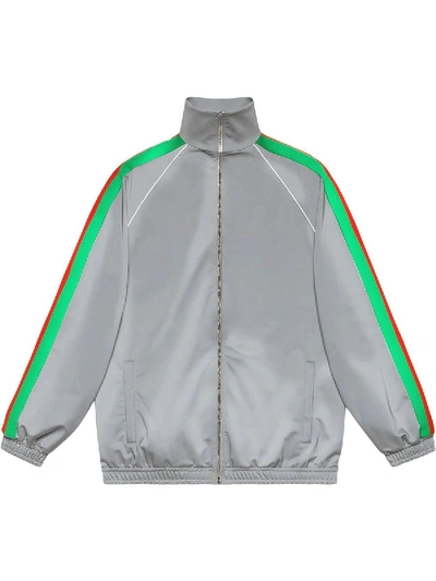 Shop Gucci Grey Reflectiv Side Stripe Track Jacket