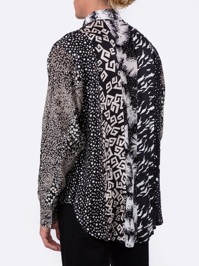 Shop Givenchy Silk Print Panel Shirt In Black & White