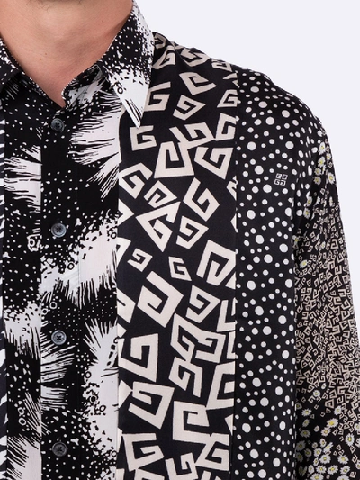 Shop Givenchy Silk Print Panel Shirt In Black & White