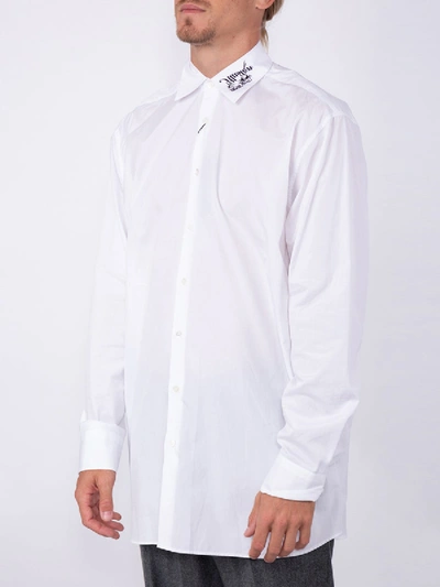 Shop Raf Simons Embroidered Poplin Shirt In White