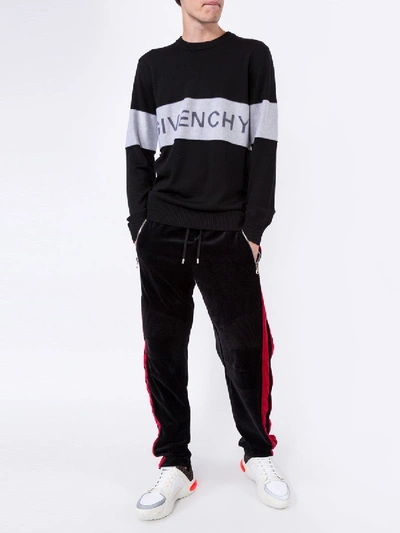 Shop Givenchy Contrasting Logo Band Sweater Black