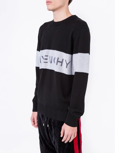 Shop Givenchy Contrasting Logo Band Sweater Black