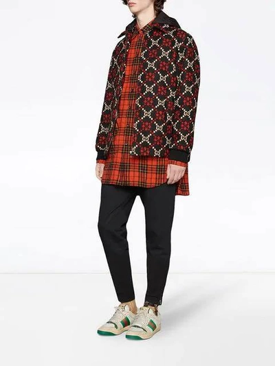 Shop Gucci Macro Gg Diamond Wool Jacket In Multicolor