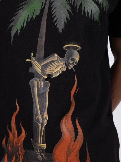 Shop Palm Angels Burning Skeleton T-shirt In Black