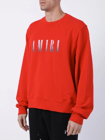 Shop Amiri Contrasting Logo Sweatshirt Red