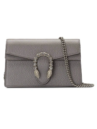 Shop Gucci Grey Dionysus Leather Bag