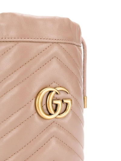 Shop Gucci Mini Gg Marmont Bucket Bag In Neutral