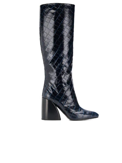 Shop Chloé Navy Ink Wave Boots In Blue