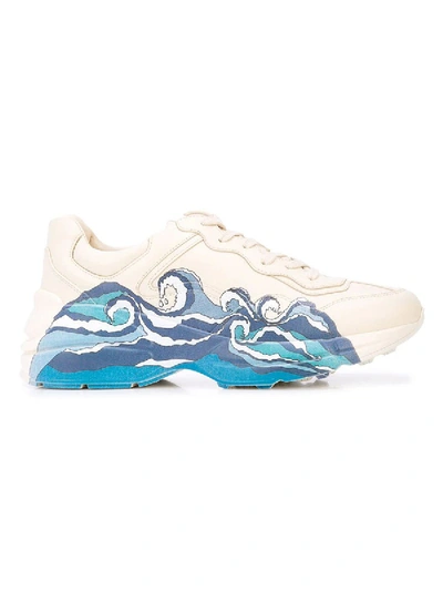 Shop Gucci Rhyton Wave Print Sneakers In White