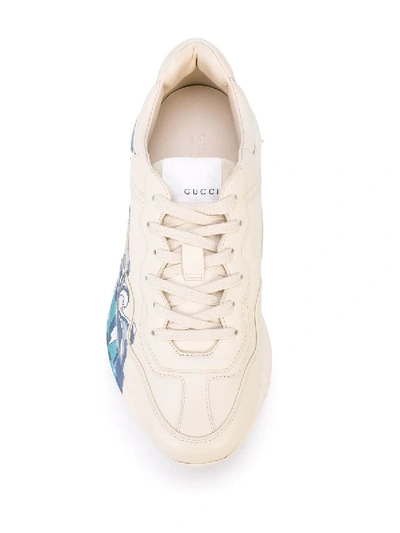 Shop Gucci Rhyton Wave Print Sneakers In White