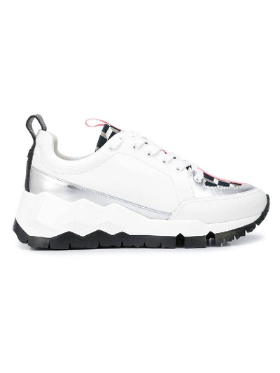 Shop Pierre Hardy White And Pink Leather Sneakers