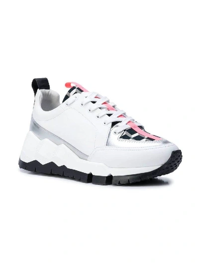 Shop Pierre Hardy White And Pink Leather Sneakers