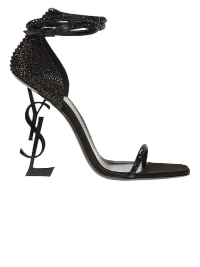 Shop Saint Laurent Black Swarovski Opyum 110 Sandal