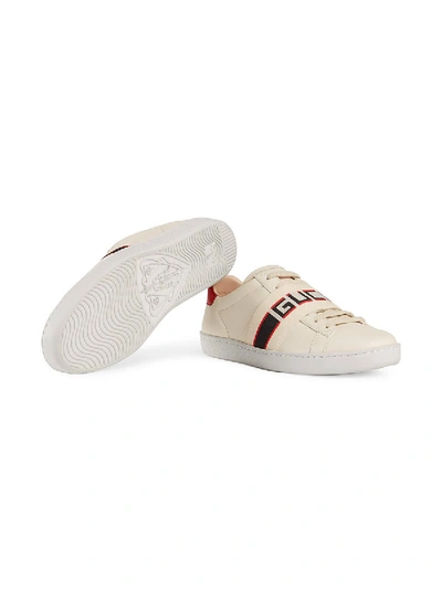 Shop Gucci Ace Sneaker With  Stripe In Neutral
