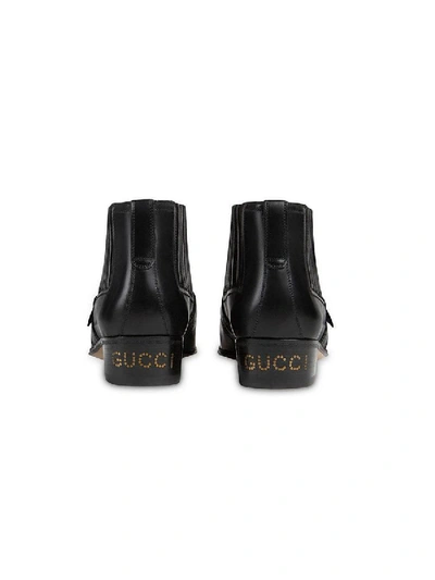 Shop Gucci Leather Ankle Boot With G Brogue In Black