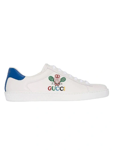 Shop Gucci Ace Tennis Embroidered Sneakers In White