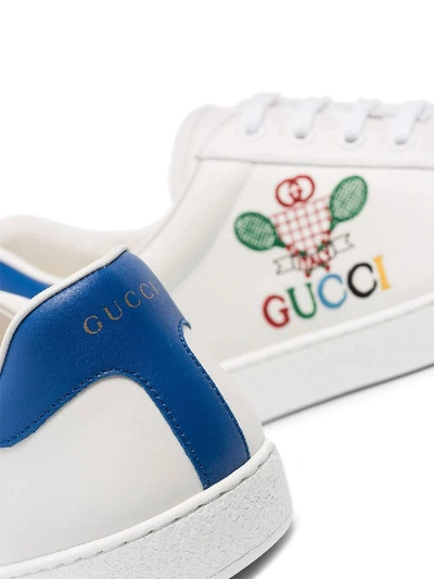 Shop Gucci Ace Tennis Embroidered Sneakers In White