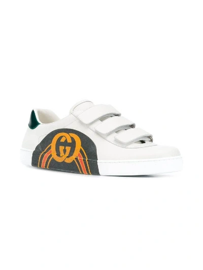 Shop Gucci Logo Rainbow Sneakers In White