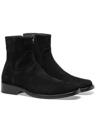 Shop Raf Simons Leather Squared Ankle Boots