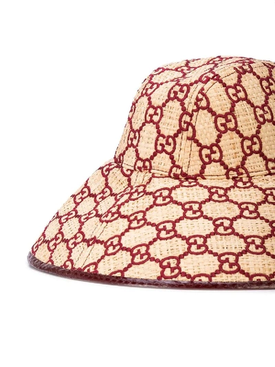 Shop Gucci Wide Brim Gg Straw Hat In Neutral