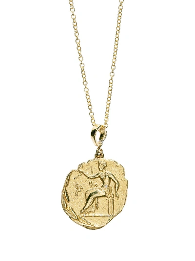 Shop Azlee Limited Edition Aphrodite Large Diamond Coin Necklace In Yellow