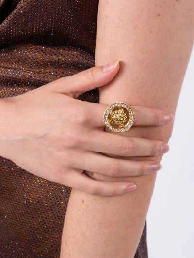 Shop Versace Embellished Crystal Medusa Ring