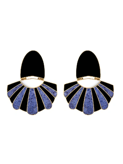 Shop Monica Sordo Mullu Chandelier Earrings In Blue