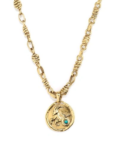 Shop Goossens The Webster X  Capricorn Talisman Necklace In Gold