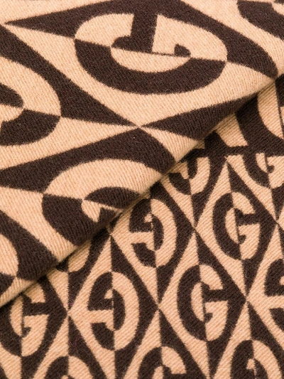 Shop Gucci G Rhombus Scarf In Brown