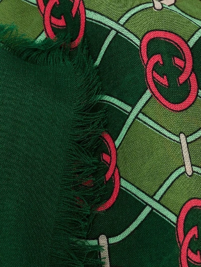 Shop Gucci Green Logo Scarf