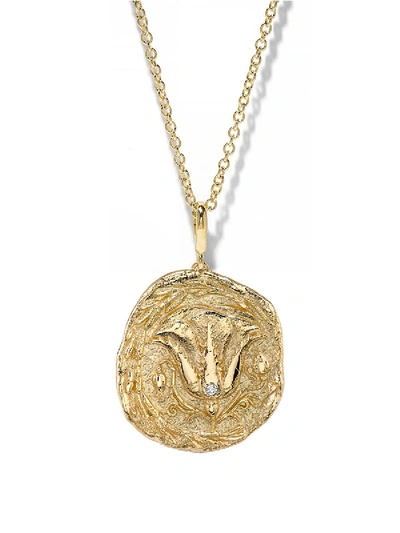 Shop Azlee Large Of The Earth Diamond Coin Necklace In Gold