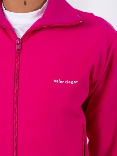 Shop Balenciaga Fuchsia Zip-up Cropped Jacket In Pink