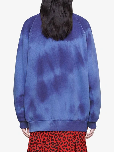Shop Gucci Cotton Sweatshirt With  Logo In Blue