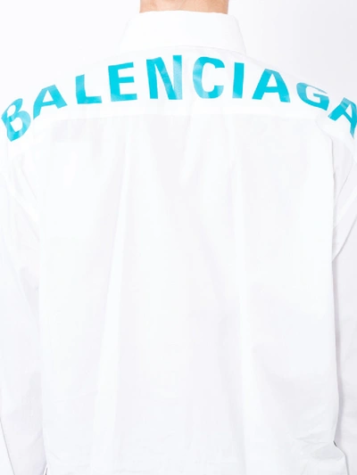 Shop Balenciaga Logo Print Oversized Shirt