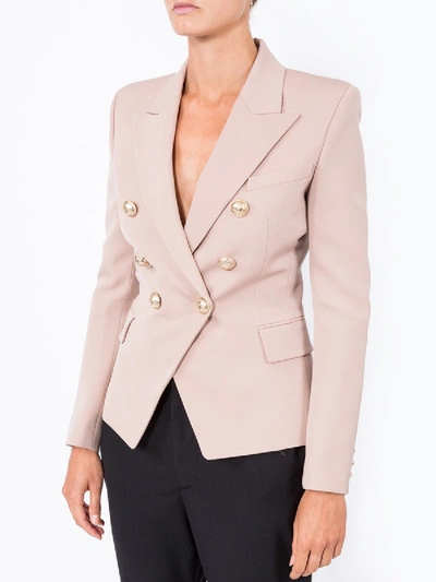 Shop Balmain Classic Peaked Lapel Blazer Neutral