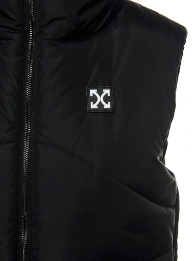 Shop Off-white Sleeveless Crop Puffer Vest In Black