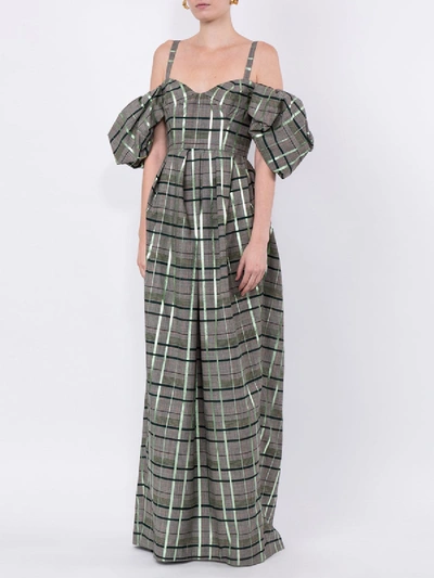 Shop Rosie Assoulin Off-shoulder Check Gown