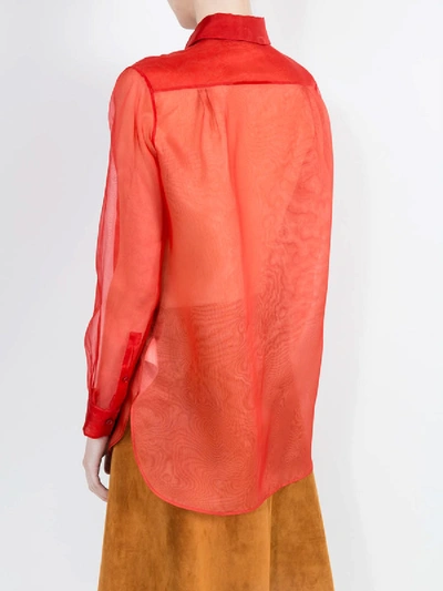Shop Ferragamo Burnt Orange Silk Shirt Red