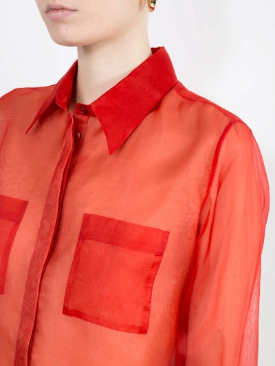 Shop Ferragamo Burnt Orange Silk Shirt Red