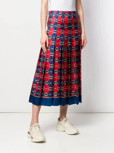 Shop Gucci Gg Waves Pleated Skirt In Multicolor