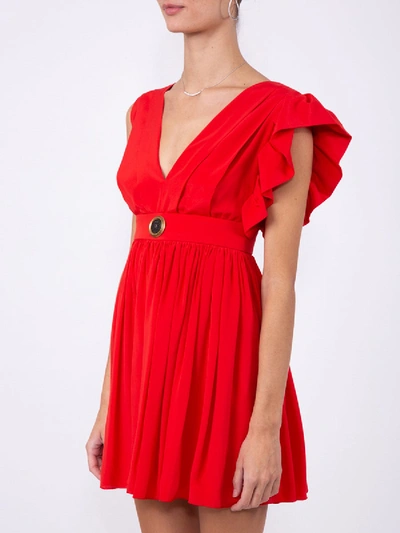 Shop Fausto Puglisi Red Asymmetric-shoulder Mini Dress