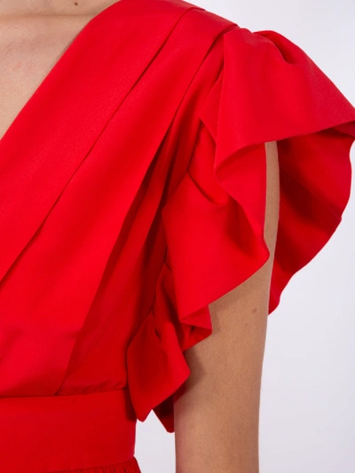 Shop Fausto Puglisi Red Asymmetric-shoulder Mini Dress