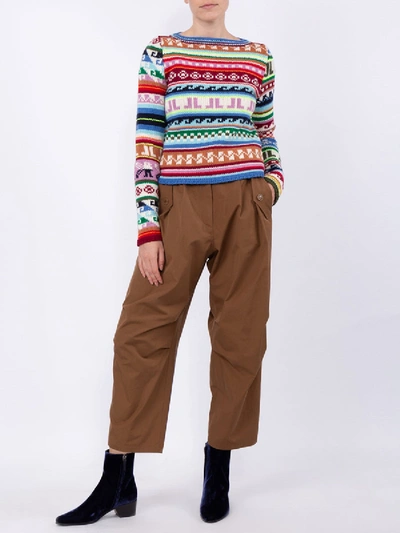 Shop Lanvin Jl Monogram Jacquard Motif Sweater In Multicolor