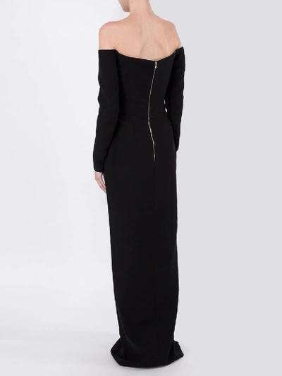 Shop Rasario Cold-shoulder Crepe Corset Gown In Black