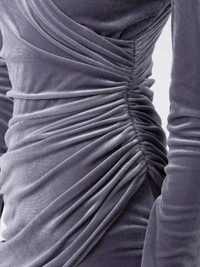 Shop Alexandre Vauthier Velvet Wrap Mini Dress Grey