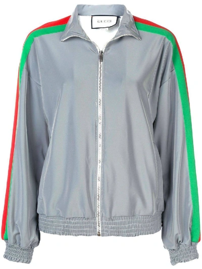 Shop Gucci Web Striped Track Jacket In Grey