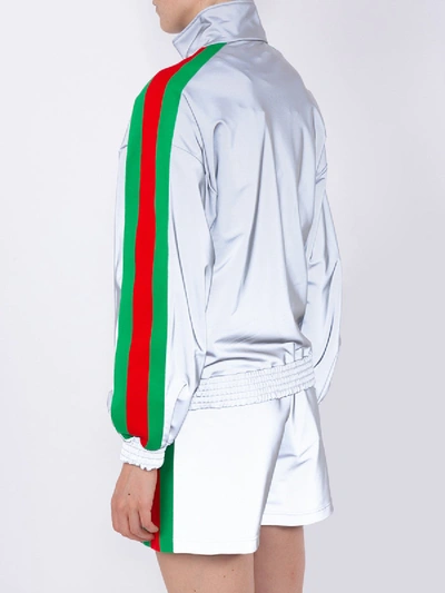 Shop Gucci Web Striped Track Jacket In Grey