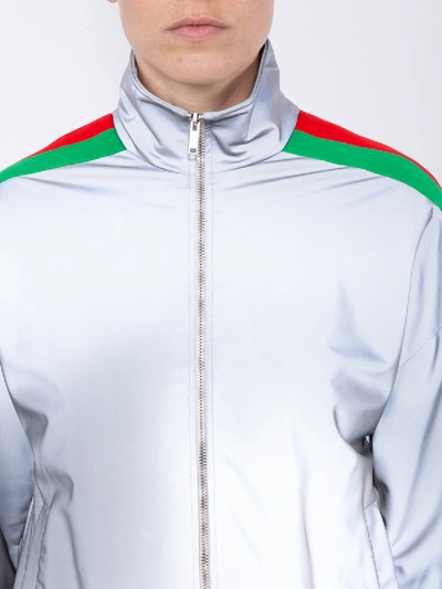 Shop Gucci Web Striped Track Jacket In Grey